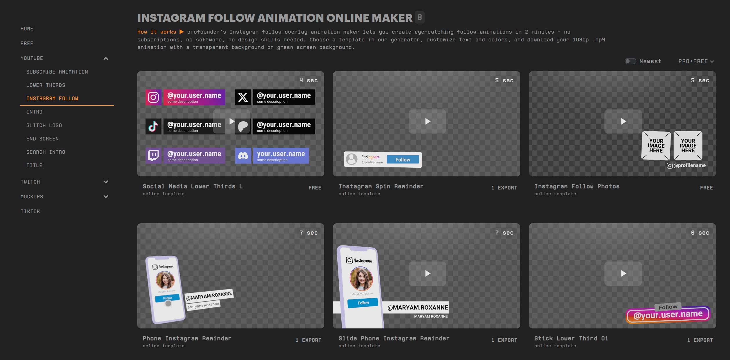 instagram follow animation templates