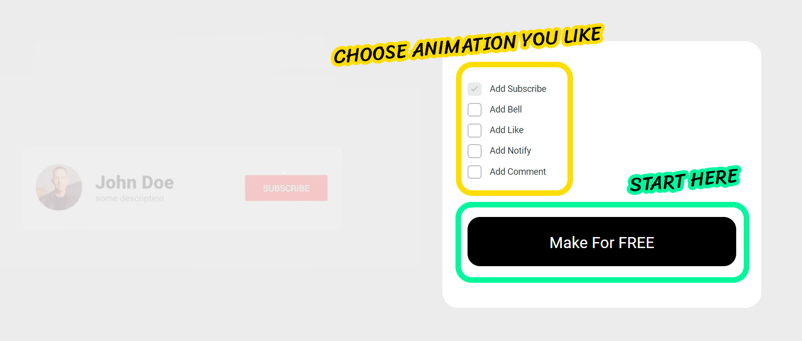 instruction: step 1. choose subscribe button animation